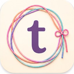ThreadCircle app icon: a purple letter t inside loops of colorful thread